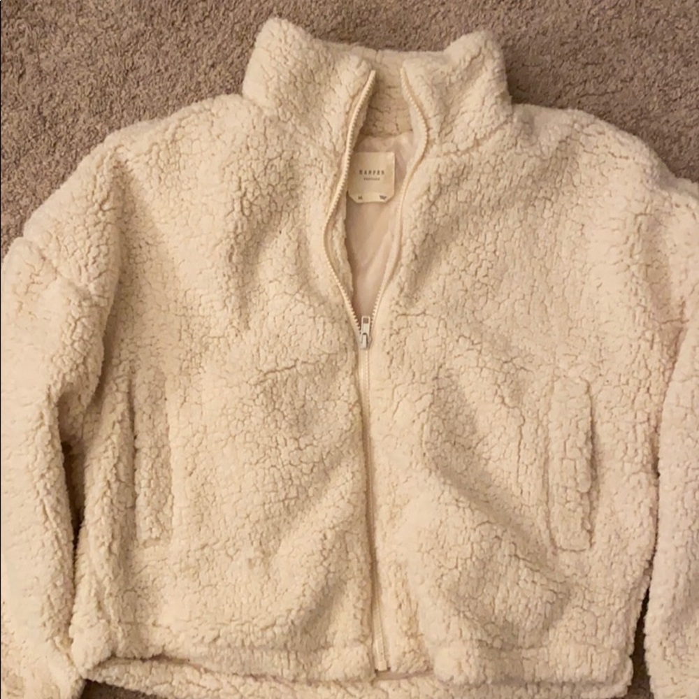 White fluffy sweater